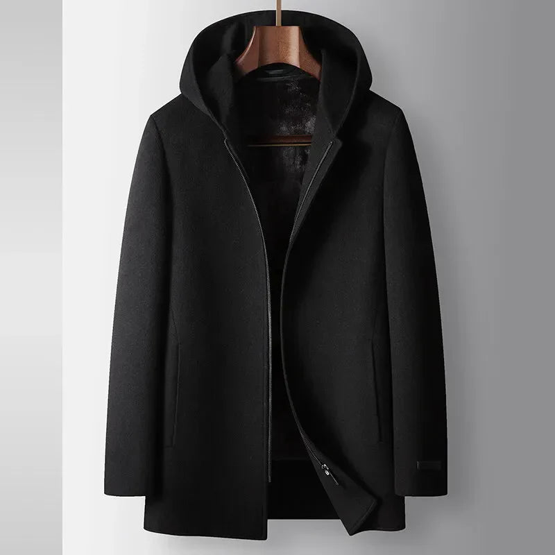 100% WOOLEN HOODED COAT