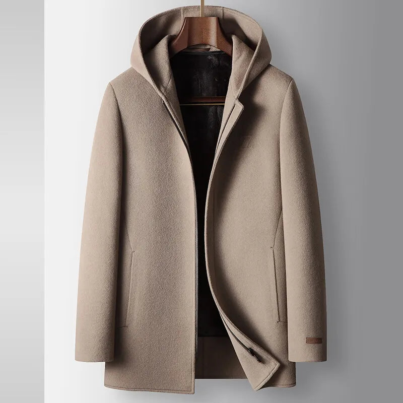 100% WOOLEN HOODED COAT